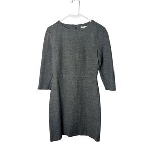 FRNCH Women Small Gray Casual Sheath Dress 3/4 Sleeve Heavy Knit Knee Length